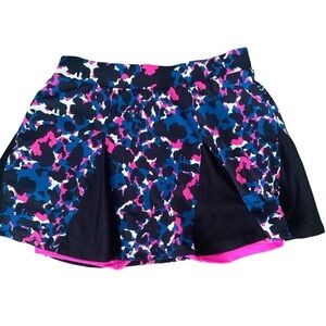 Tail Skort - XS black , pink , blue , polyester spandex ,
